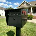 Mailbox,with Mounting Post, 4 Keys,Mailboxes for Outside,Locking Mailbox,Large,Black,Metal Mail Box,Heavy Duty