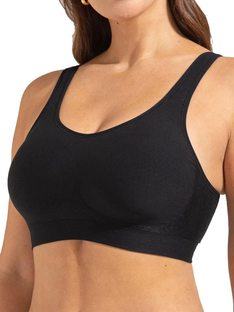 SHAPERMINT Wireless Bras for Women No Underwire Small to Plus Size Bralettes with Support and Natural Lift (Black, XL)