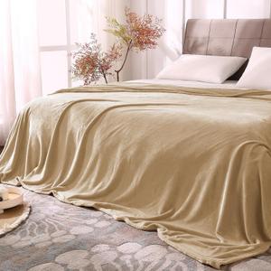 BEDELITE Fleece Blanket King Size Blankets for Bed, Luxury Plush Cozy Fuzzy Blanket 108x90 inches, Super Soft Warm Lightweight Throw Blanket All Seasons Suitable, Light Camel