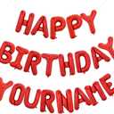 TONIFUL 65 Pcs 16 Inch Red Happy Birthday Balloons and 2 Sets A-Z Foil Letters Balloons DIY Personalized Phrase Banner for Birthday Celebration Halloween Thanksgiving Christmas Party Decorations