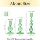 Hewory Glass Candlestick Holders Set: 3PCS Green Candle Holder Taper Candle Holders Bulk, Crystal Ribbed Candle Sticks Holder Decor for Table Centerpiece Wedding Christmas Thanksgiving Dinner