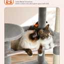 PETEPELA 56.3" Cat Tree for Indoor Cats Large Adult with Hammock, Grey | Super large 20"x16" padded hammock holds cats up to 20 lbs; 4 smooth sisal posts, condo, plush top perch & dangling ball