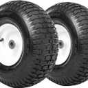 Taifa 15x6.00-6 Rubber Pneumatic Tires and Air Wheels, 2 PCS Replacement with 3/4" Bearings, Inflated Wheel for Garden Carts,Pressure Washers, Wheelbarrows,Lawn Mower,Hand Trucks etc.