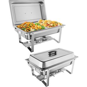 Garvee Chafing Dish Buffet Set 2 Pack, 8 QT Food Servers and Warmers Stainless Steel Chafer with Water Pan for Weddings, Parties, Banquets, and Catering