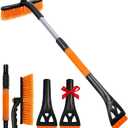 BFONS Ice Scrapers for Car Windshield, 2-in-1 Snow Scraper and Snow Brush for Car SUV Truck, Car Ice Windshield Scraper for Ice and Snow with 360 Pivoting Brush and Ergonomic Foam Grip Orange