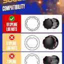 10 Spline Lug Nut Key Replacement for TA20-19/21, Black 10 Spline Lug Nut Socket with 19mm and 21mm Hex, Compatible with Bimecc M12x1.5 M12x1.25 10 Point LugNuts and Lug Bolts, Replace TN20B22OP