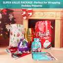 habgp 35 PCS Christmas Drawstring Gift Bags, Christmas Gift Bags with Tags & Ribbon Ties, Assorted Sizes for Xmas Holiday Present Wrapping & Festival Party Supplies Favor, Large Medium Small
