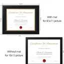 8.5x11 Diploma Frame with Real Glass - Set of 1, Black Over Gold Double Mat - Display 8.5 x 11 Document Certificate with Mat or 10x13 Pictures without Mat for Tabletop & Wall Mount