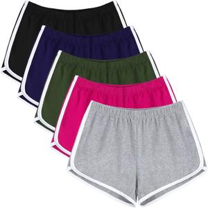 URATOT 5 Packs Soft Comfy Booty Cotton Workout Pants Breathable Lounge Dolphin Shorts Cycling Hiking Pants for Women (White, L)
