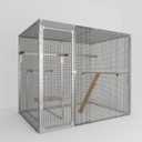 LINKHOO 7.84.9 FT Metal Catio Outdoor Cat Enclosure, Large Walk-in Cat House for Multiple Cats, DIY Cat Cage Kitty Enclosure Outside with 4 Platforms for Indoor/Outdoor Use, Silver