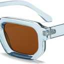 Retro Rectangle Sunglasses for Men Women Trendy Small Square Thick Frame Sun Glasses 90s Vintage Shades