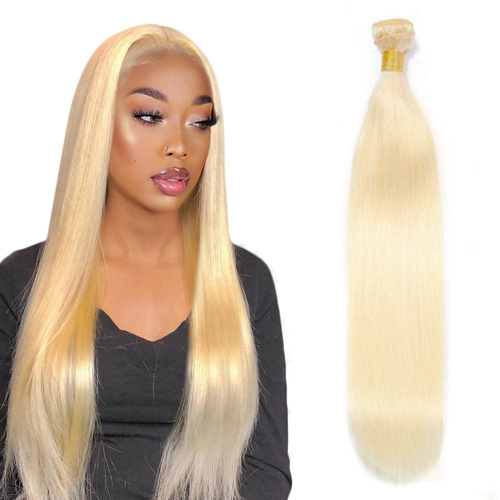 26 inch Blonde Bundles Human Hair 613 Straight Bundles 55g Double Weft 8A Grade 613 Blonde Straight Bundle Human Hair Extensions