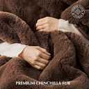 EVERGRACEHOME Luxury Soft Faux Chinchilla Fur Throw Blanket for Couch, Warm Thick Heavy Winter Throw Blanket 1220GSM for Bed, Fluffy Cozy Mink Blanket with Reversible Velvet, Chestnut Mink, 60"x80"