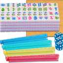 Pink American Mahjong Set 1.2-inch Mahjong Tile Set 166 Pieces American Mahjong Tile Set with Mahjong Table Mat and Mahjong Racks with Pushers