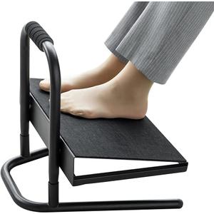 Height Adjustable Under Desk Footrest, Heavy Duty Wide Office Foot Rest Raiser, Ergonomic Leg Rest Support Improves Posture and Circulation, Black