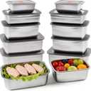 12PC Thickened stainless steel Food Containers with Lids Leakproof,Airtight Bento Lunch Box,Meal Prep Container Airtight Lunch Boxes Reusable Stackable & Nestable Oven,Freezer Safe