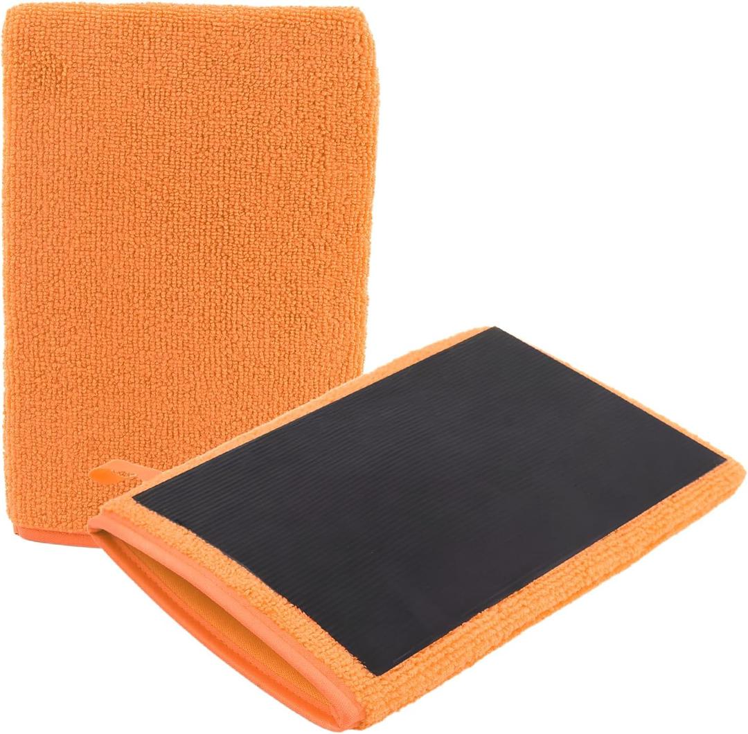 2 x 2PCS Car Clay Mitt Auto Detailing,Soft Clay Bar Mitt for Cleaning Car Surfaces,Anti-Scratch Clays Mitts for Cars Detailings to Replace Traditional Clays Bar Cars Accessories (Orange/2PCS), 8.27*5.56*0.45 inch