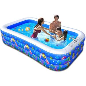 Inflatable Swimming Pool,123''73''22''Large Inflatable Family Lounge Pools Kiddie Pools for Summer Water Party BPA-Free Above Ground Blow Up Kiddie Pool Ball/Sand Pit,Backyard Outdoor Indoor
