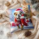 HOMETITUTE 18x18 Inch Set of 2 Merry Christmas Throw Pillow Covers Soft Decorative Bulldog Cushion Covers Holiday Winter Pillow Cases Rustic Farmhouse Decor for Sofa Couch Bed Living Room