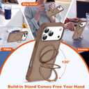 Compatible with iPhone 17 Pro Max Case 6.9'' with Magnetic Ring Stand [Military Drop Protection][Compatible with MagSafe] Shockproof 17 Pro Max Phone Case for Men Wowen,Brown