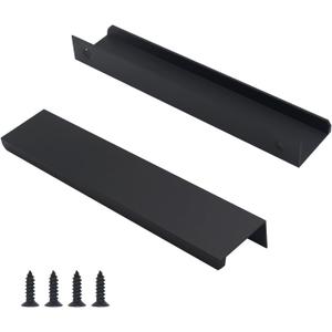 10 Pack Black Cabinet Handles Modern Finger Edge Pulls for Cabinets 6"/150mm Length, Matte Black Drawer Pulls Kitchen Tabs Pull Hardware Aluminum