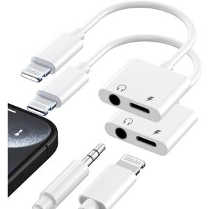 [Apple MFi Certified] iPhone Headphone Adapter, 2 in 1 Lightning to 3.5mm Aux Audio Jack & Charger Splitter, Music & Charge Dongle Cable Compatible with iPhone 14 13 12 11 Pro Max