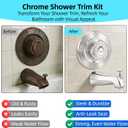 Shower Trim Kit with Tub Spout, Compatible with Moen Chateau T470 Single Handle Tub/Shower Standard Valve, for Moen 1225 Trim Kit, Includes Escutcheon, Tubes, Shower handle and Screws (Brushed Nickel)