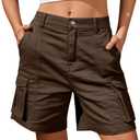 IVIR Cargo Shorts Women Bermuda Summer Shorts for Women 7 Inch Inseam Knee Length Relaxed Fit Bottoms Brown Middle M