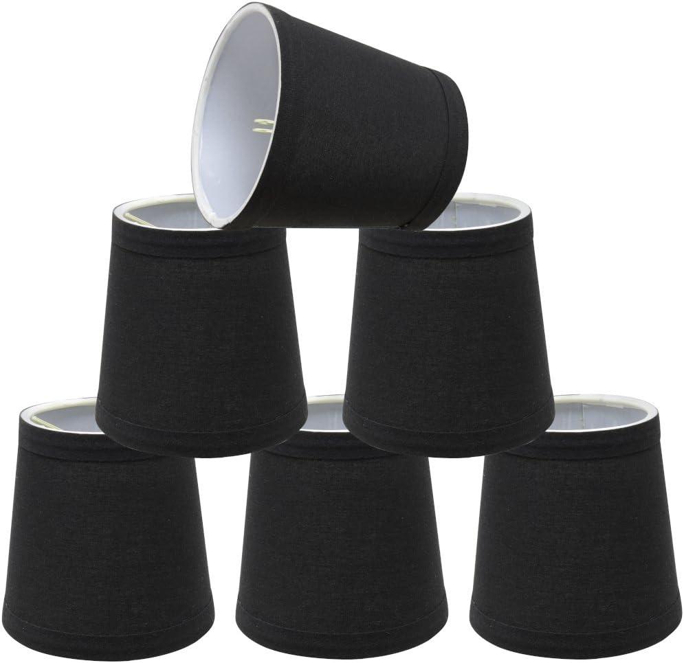 Aspen Creative 32046-6B, Hardback Empire Clip-On Chandelier Lamp Shade, Black, 3" Top x 4" Bottom x 4" Slant Height, Set of 6
