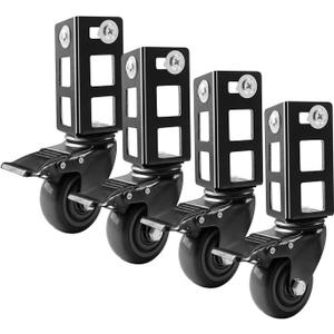 4PCS Storage Rack Caster Wheels,3" Heavy Duty Locking Caster Wheels Warehouse Shelf & Storage Racks Accessories,Fit for Boltless Self Locking Shelving Racks,500LB Capacity(Black)