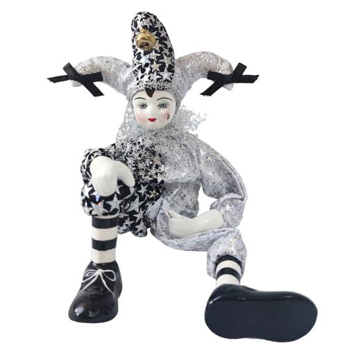 Maxyoung 14 Inch Porcelain Clown Doll Vintage Dolls Figurine, Collectible Figure, Hand Painted Toy, Christmas Halloween Birthday Gift, Twisted Body