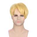 morvally Mens Short Blonde Wig with Bangs for Cosplay Halloween Party