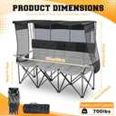 Teenyyou 3 Person Camping Chair with Canopy Shade Oversized Folding Beach Chair, 700lbs Heavy Duty Couch with Cup Holder Carry Bag for Beach Lawn Outdoor (Black and Grey, Canopy Camp)
