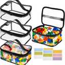 4 Packs Clear Toy Storage Bags, PVC Waterproof Toy Organizer with Zip Reusable Bags for Building Blocks, Board Game, Puzzles, Kids Books, Stationery