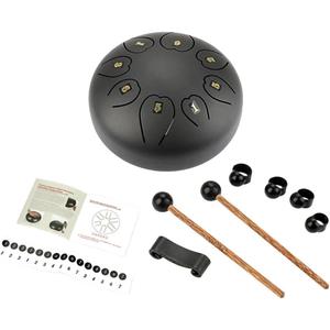 Ethereal Drum Portable Percussion Instrument Hand Drum for Music Enthusiasts Beginner Tongue, Black