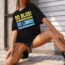 Football Shirt Women Game Day Shirts Football Season Number 87 Shirt Casual Season Short Sleeve Tops (Black, M)