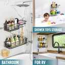 TAILI Shower Caddy Suction Cup 2 Pack with Hooks & Soap holder, Heavy Duty Shower Organizer for Bathroom, No Drilling Bathroom Organizer with Large Capacity, Black Metal Storage Basket