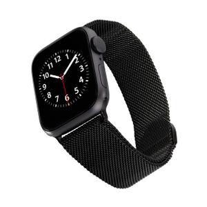 Black Stainless Steel Mesh Band designed for Apple Watch 42mm (Series 1-3 only) & 44/45/46/49mm (Ultra & Ultra 2) - Black