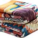 Ffdshc Muslin Boho Throw Blanket for Bed Couch, 100% Cotton Fall Throw Blanket, Bohemian Rustic Quilt 60"x80", Ultra Soft Mexican Blankets Travel Picnic Versatile Knitted Woven Blanket for Sofa