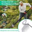 2-in-1 Weed Puller Rake Hand Weeder Garden Tools,New 11 Teeth Uprooting Weeding Tool with Adjustable Long Handle,Manganese Steel Weed Remover Tool for Garden,Lawn Weeding and Loosening SoilBlack
