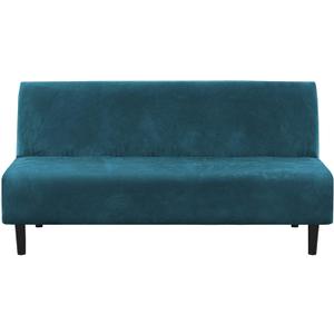 H.VERSAILTEX Real Velvet Futon Cover Armless Sofa Covers Sofa Bed Covers Stretch Futon Couch Cover Sofa Slipcover Furniture Protector Thick Soft Velvet Fabric Form Fitted Stay in Place, Deep Teal