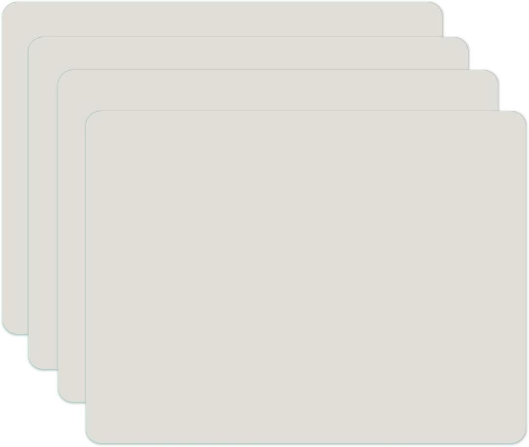 Silicone Placemats, Food-Grade Non-Slip Waterproof, Dining, Stain Resistant, Countertop Protector, Kitchen Counter Mat, Heat Resistant, Baking mat Dishwasher Safe (15.7x11.8Inch-4pack, White Gray)