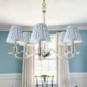 VIHOSE 6 Pcs Pleated Chandelier Lamp Shades 3" Top x 5.5" Bottom x 4.7" Slant Small Lampshades Clip on Bulb Classic Pleated Style Bulb Covers for Wall Sconces Pendant Lighting (Blue Tree)