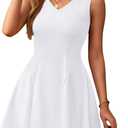 IWD Women's V Neck Sleeveless Mini Dress 2026 Summer Spring Elegant Classy A Line Cocktail Party Short Dress (White, M)