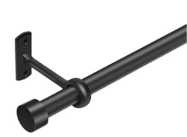 Matte Black Curtain Rods for Windows 32 to 240(2.5-20 Feet), Extra long 1 Inch Black Curtain Rod, Heavy Duty Drapery Rods with Adjustable Curtain Rods