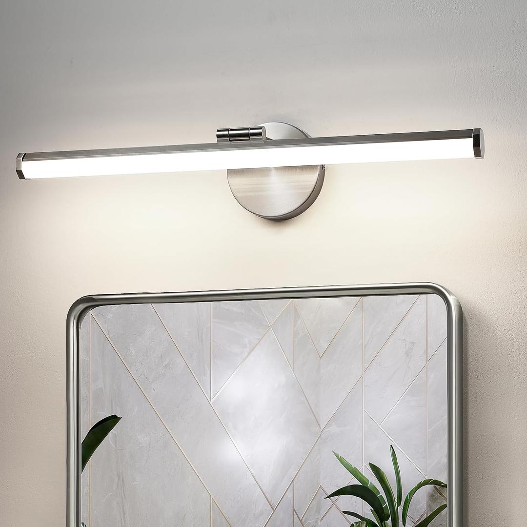 KAISITE Bathroom Light Fixture Over Mirror 22IN Brushed Nickel Vanity Lighting Fixture Dimmable LED Vanity Light Rotatable Modern Bathroom Light Bar 18W 3000K