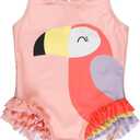 LIZENS Girls One Piece Swimsuit Kids Cute Swimwear Ruffle Swim Suits (9-10 Years, Pink)