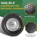 AR-PRO (2-Pack) 16x6.50-8 Flat-Free Tire and Wheel Assemblies, Relacement 16x6.5-8 Solid Turf Tire with Rim for Garden Tractor Riding Lawn Mowers, 3" Offset Hub and 3/4" Bushings