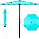 Abba Patio 9FT Lyon Outdoor Patio Umbrella Outdoor Table Umbrella with Push Button Tilt and Crank Market Umbrella 8 Sturdy Ribs UV Protection Waterproof for Garden Deck Backyard Pool, Turquoise