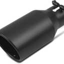 2.5 inch Inlet Exhaust Tip, 4" Outlet 9" Overall Length Stainless Steel Exhaust Tail Pipe, Bolt-On, Rolled Edge, Black (Fit for Tailpipe Outlet is 2.5", must OD not the ID)